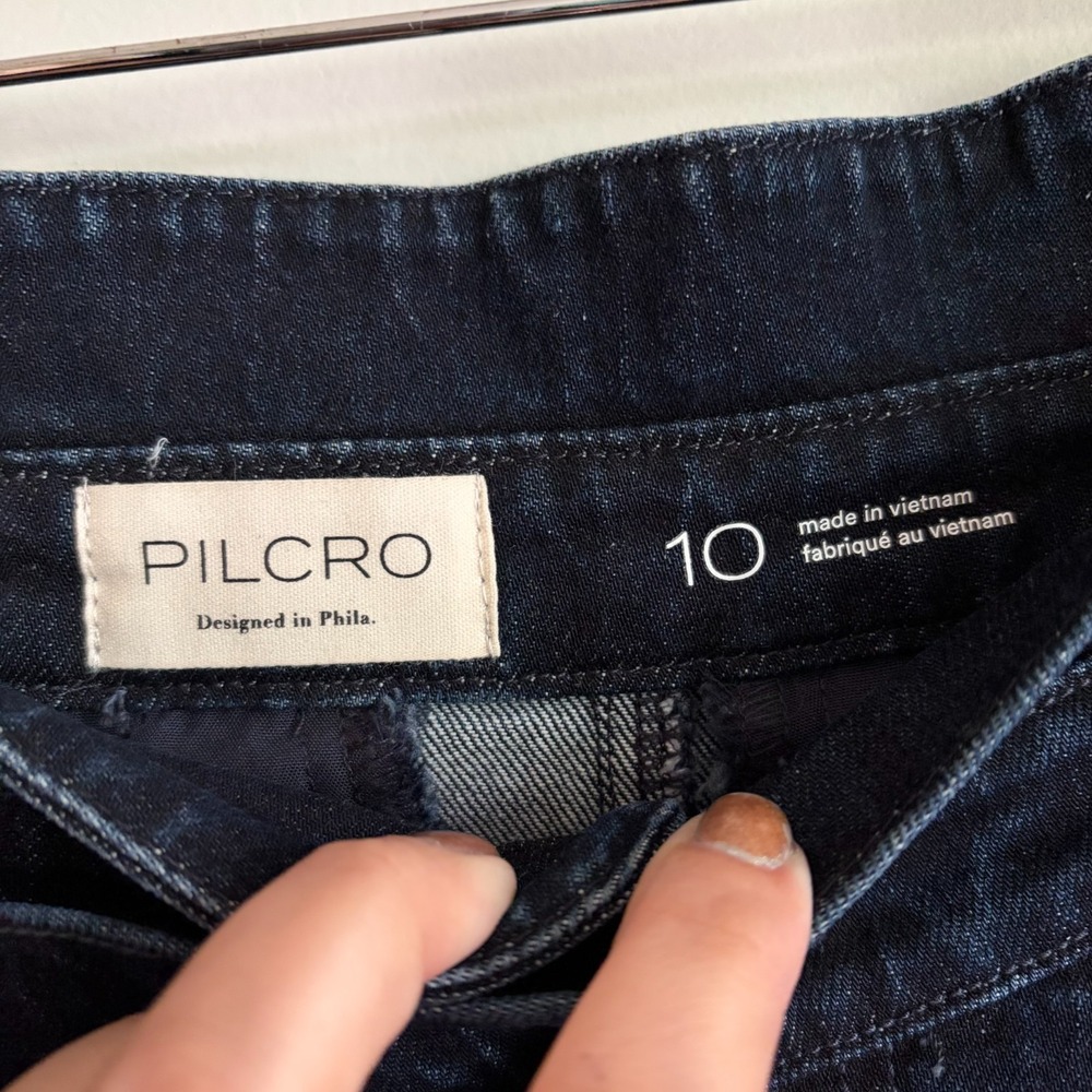 Anthropologie Pilcro Skirt Size 10 Arden Double-Waist Midi Skirt Dark Wash Denim - Picture 4 of 10